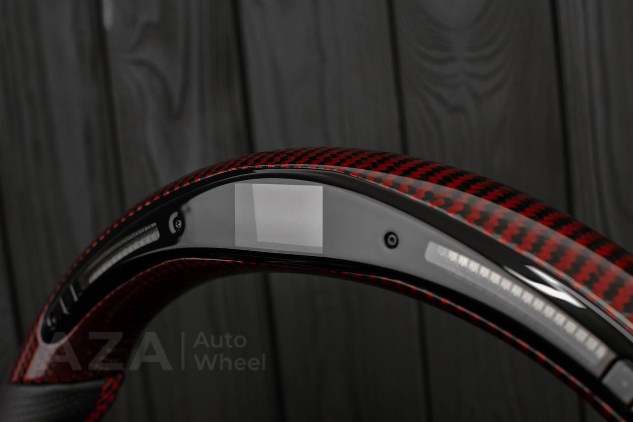 Steering wheel GMC Sierra Silverado Denali 2019+ Heated Red Carbon fiber/Perforated leather/Led screen (any color stripe and stitch) - Image 14