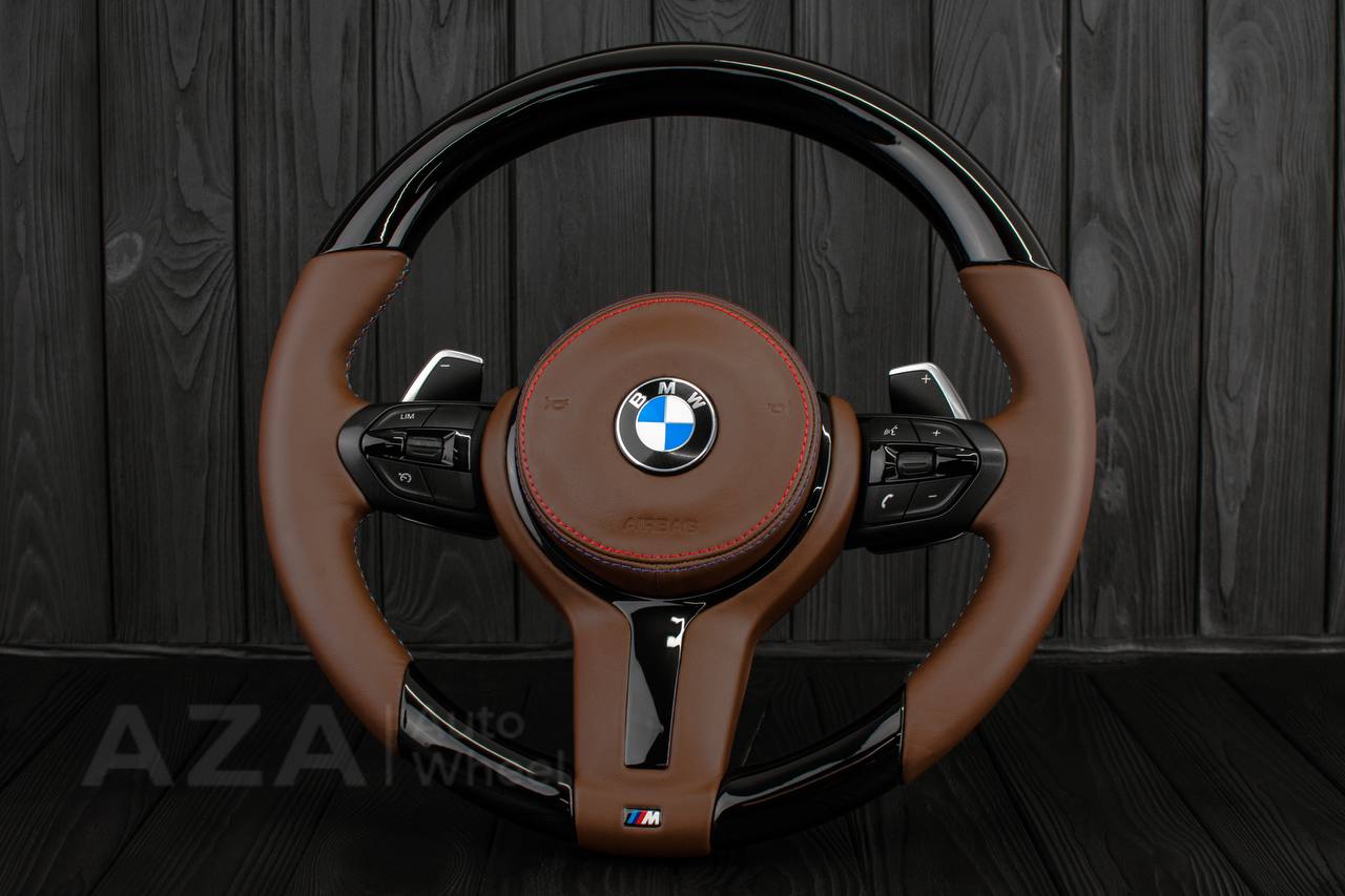 Steering wheel BMW F2X/F3X/F4X M Sport Piano Black/Brown Napa/Cover - Image 4