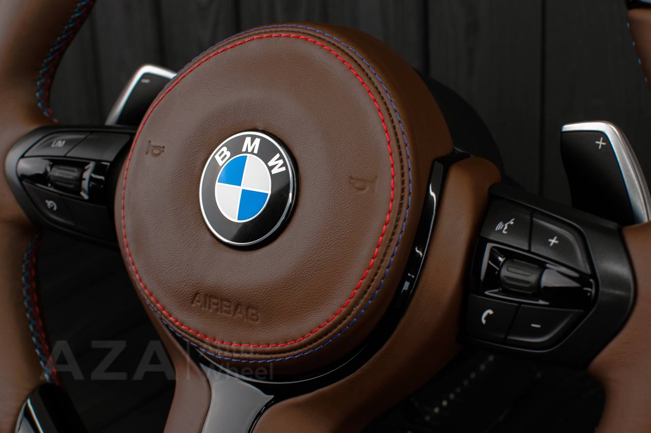 Steering wheel BMW F2X/F3X/F4X M Sport Piano Black/Brown Napa/Cover - Image 5