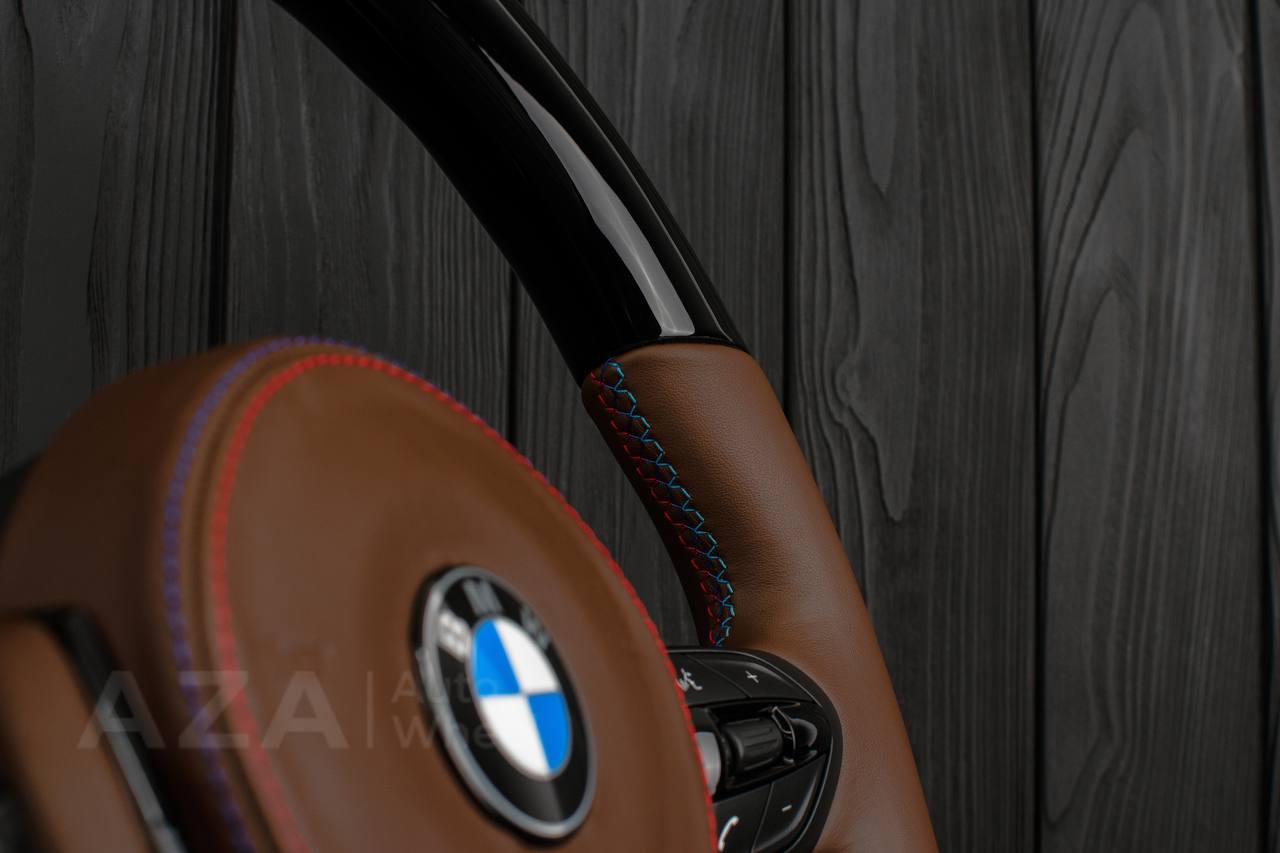 Steering wheel BMW F2X/F3X/F4X M Sport Piano Black/Brown Napa/Cover - Image 8