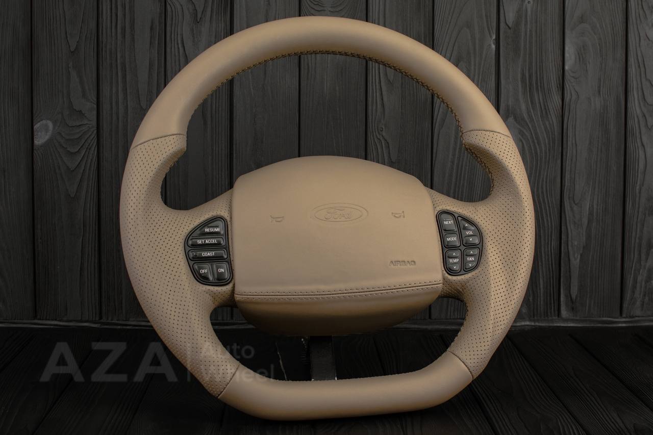 Steering wheel Ford F150/F250/F350 97-2007 Excursion Napa/Perforated leather/Custom cover - Image 3
