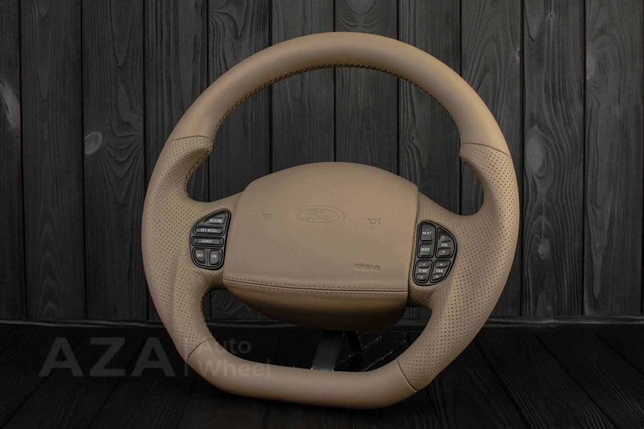 Steering wheel Ford F150/F250/F350 97-2007 Excursion Napa/Perforated leather/Custom cover - Image 4