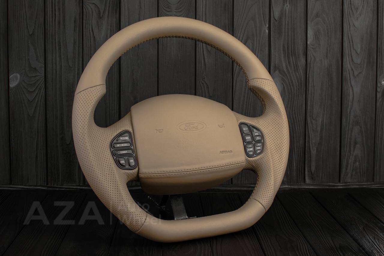 Steering wheel Ford F150/F250/F350 97-2007 Excursion Napa/Perforated leather/Custom cover - Image 5