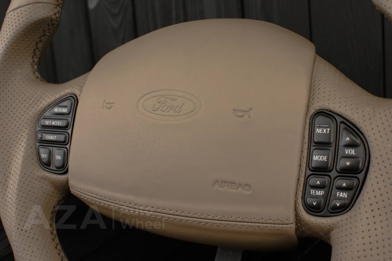 Steering wheel Ford F150/F250/F350 97-2007 Excursion Napa/Perforated leather/Custom cover - Image 6