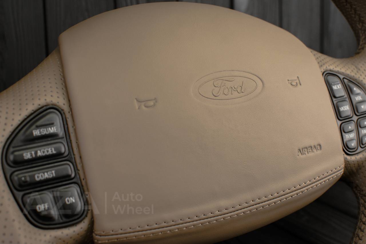 Steering wheel Ford F150/F250/F350 97-2007 Excursion Napa/Perforated leather/Custom cover - Image 7