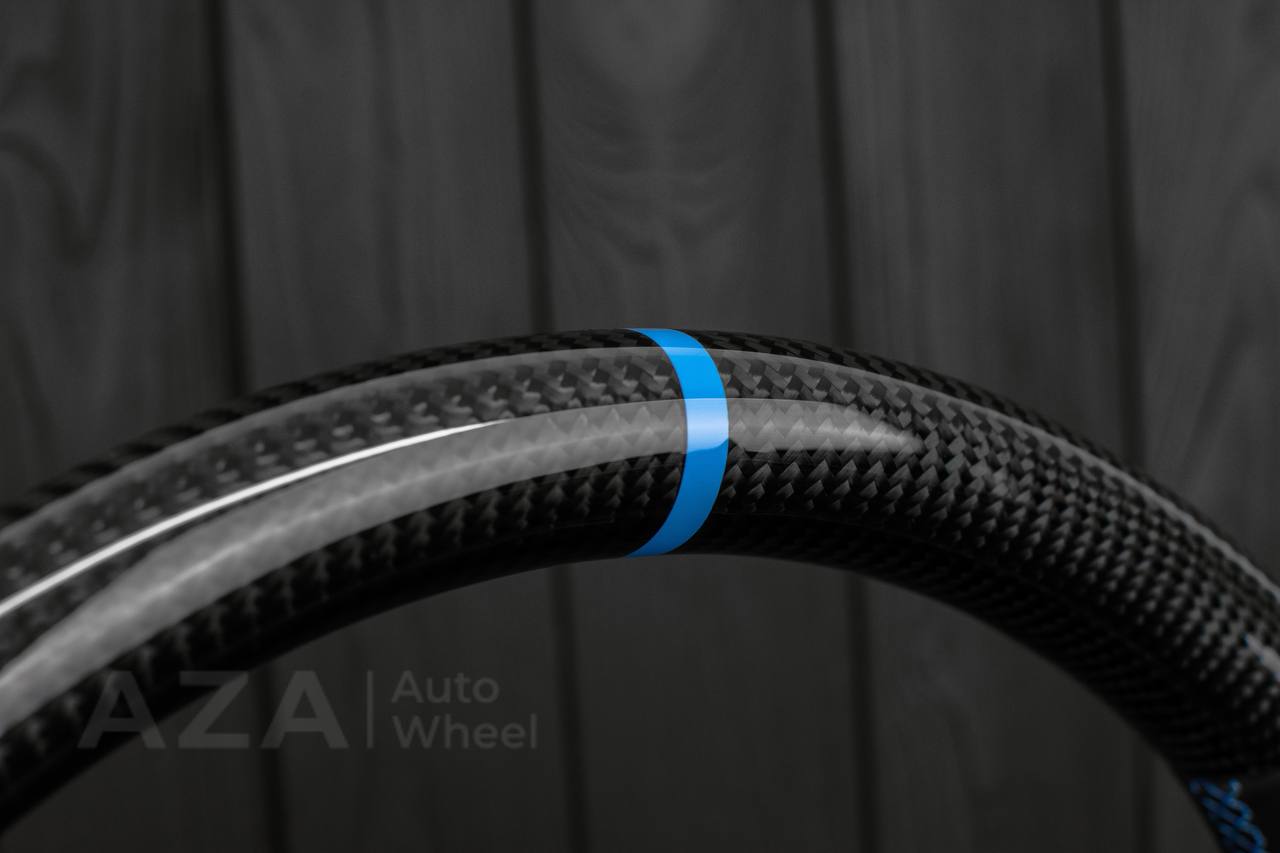 Steering wheel Corvette C6 2006-2011 Carbon fiber/Napa leather/Light blue details/ (ZR1 themed) - Image 13